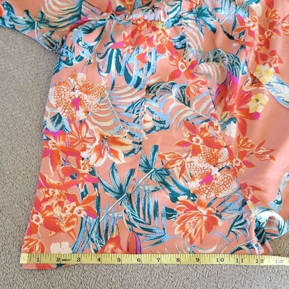 BCBG Maxazria Coral Tropical Floral Romper - Size XS - Picture 13 of 15